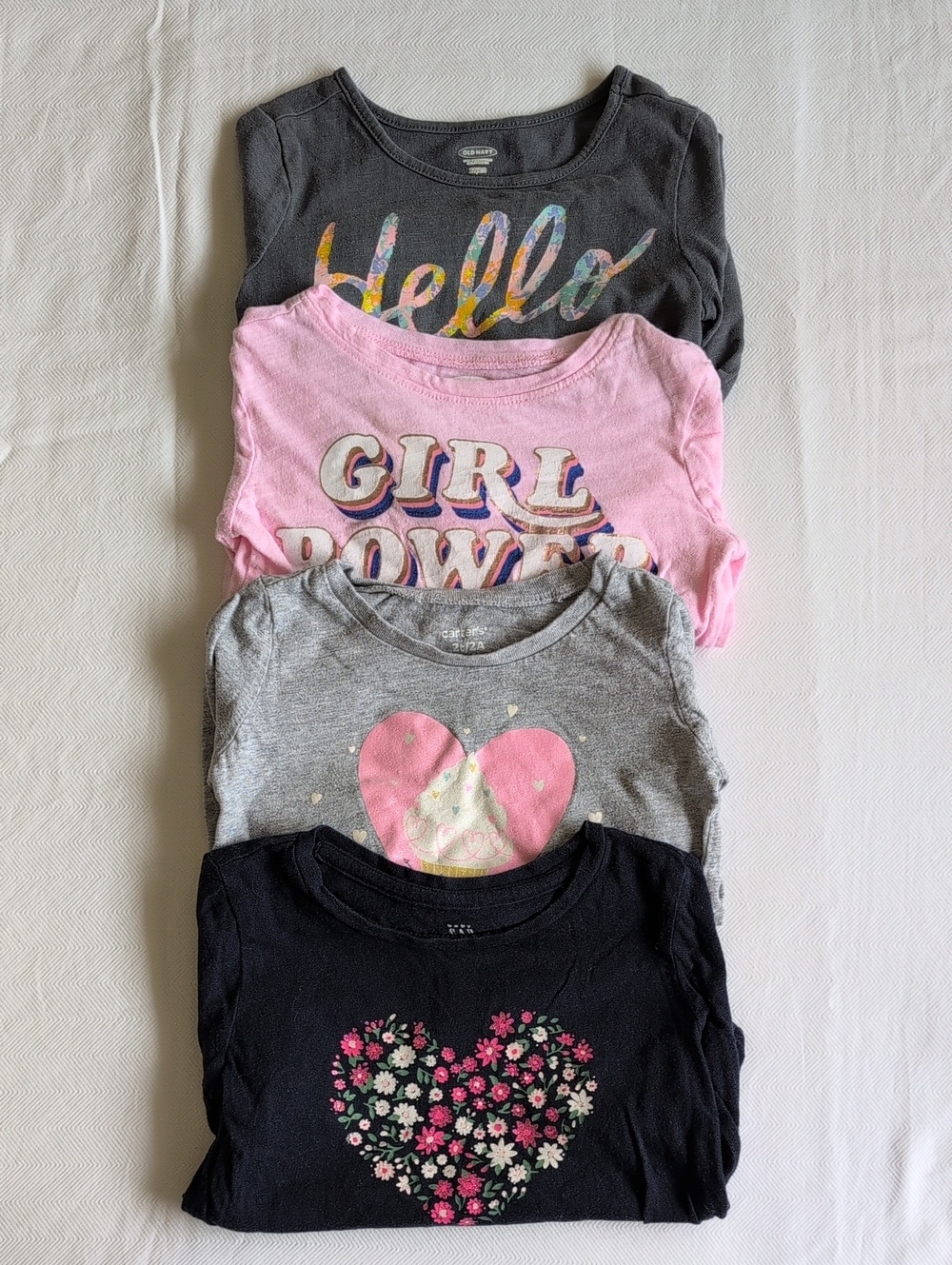 2T Toddler Girl Long Sleeve Graphic Shirt Bundle Baby Gap Old Navy 4-Pack Lot